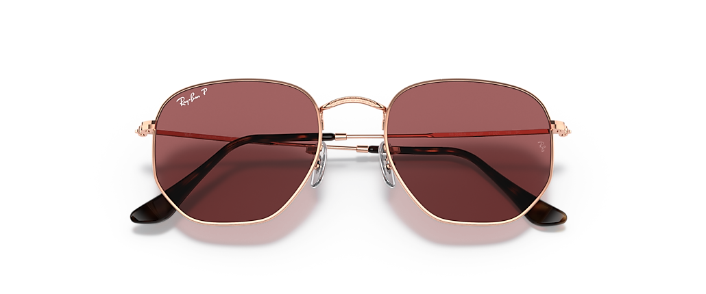 Ray-Ban RB3548N Hexagonal Flat Lenses Rose Gold Sunglasses Ray-Ban RB3548N Hexagonal Flat Lenses Rose Gold Sunglasses