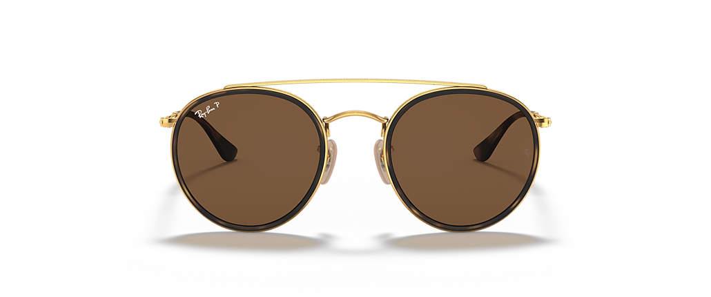 Ray-Ban RB3647N Round Double Bridge Arista Gold Sunglasses Ray-Ban RB3647N Round Double Bridge Arista Gold Sunglasses