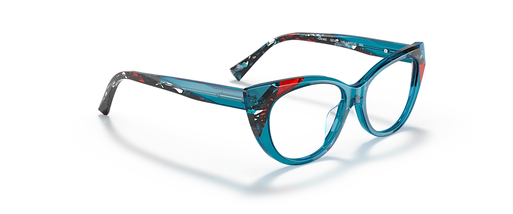 Alain Mikli A03142 Coralli Teal Transparent/Red Blue Frames Alain Mikli A03142 Coralli Teal Transparent/Red Blue Frames