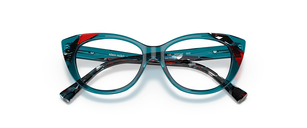 Alain Mikli A03142 Coralli Teal Transparent/Red Blue Frames Alain Mikli A03142 Coralli Teal Transparent/Red Blue Frames