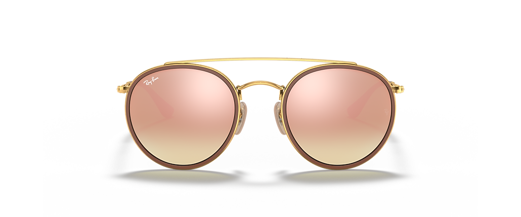 Ray-Ban RB3647N Round Double Bridge Arista Gold Sunglasses Ray-Ban RB3647N Round Double Bridge Arista Gold Sunglasses