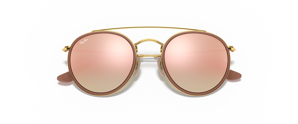 Ray-Ban RB3647N Round Double Bridge Arista Gold Sunglasses Ray-Ban RB3647N Round Double Bridge Arista Gold Sunglasses