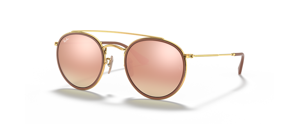 Ray-Ban RB3647N Round Double Bridge Arista Gold Sunglasses Ray-Ban RB3647N Round Double Bridge Arista Gold Sunglasses