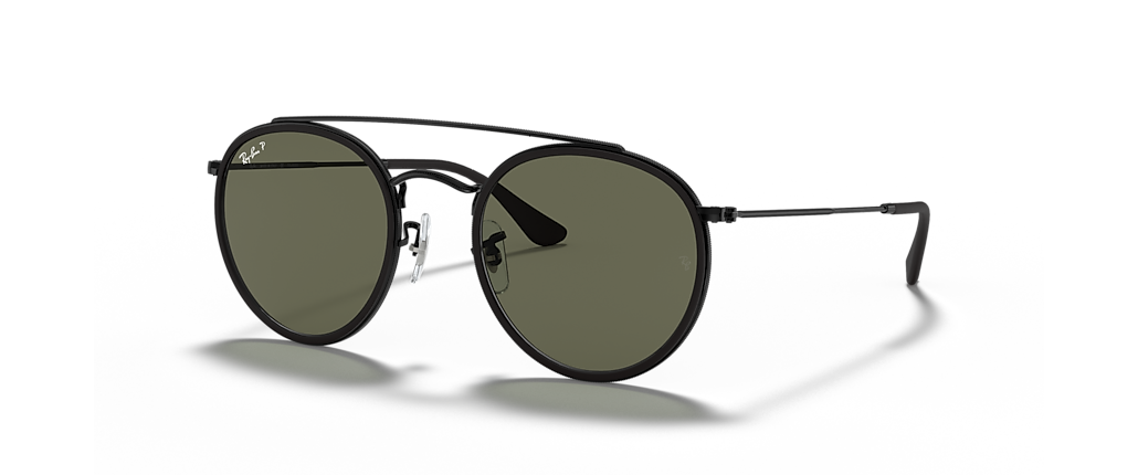 Ray-Ban RB3647N Round Double Bridge Black Sunglasses Ray-Ban RB3647N Round Double Bridge Black Sunglasses