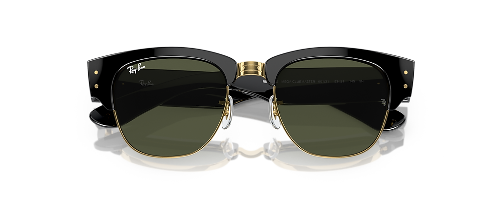 Ray-Ban RB0316S Mega Clubmaster Black On Gold Sunglasses Ray-Ban RB0316S Mega Clubmaster Black On Gold Sunglasses