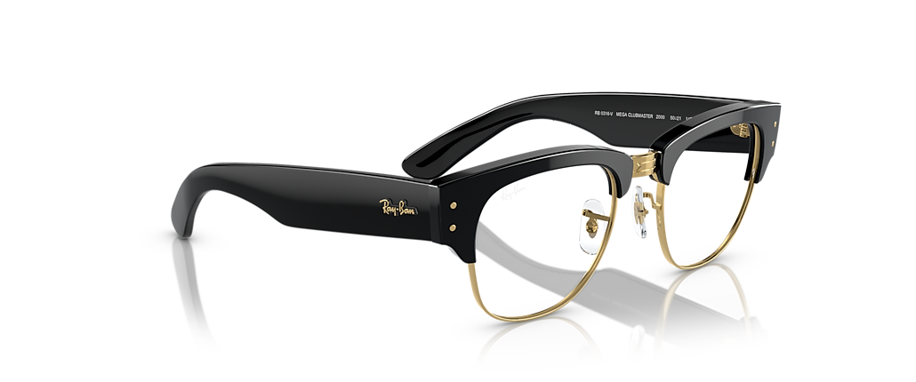 Ray-Ban RB0316V Mega Clubmaster Optics Black On Gold Frames