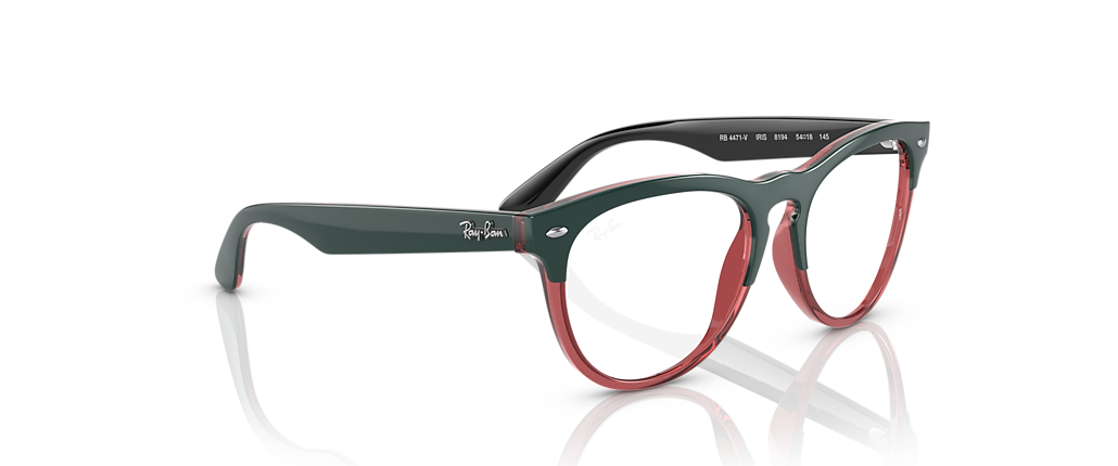 Ray-Ban RB4471V Iris Optics Dark Green On Transparent Light Red Frames