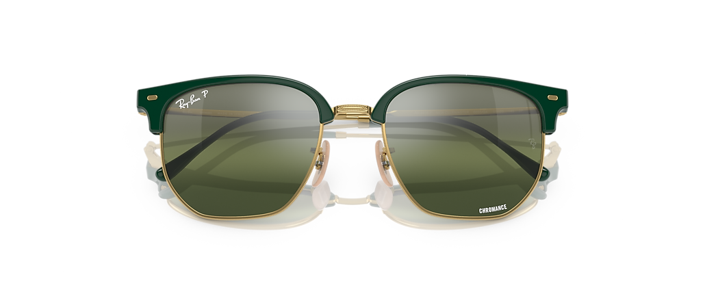 Ray-Ban RB4416F New Clubmaster Green On Gold Sunglasses