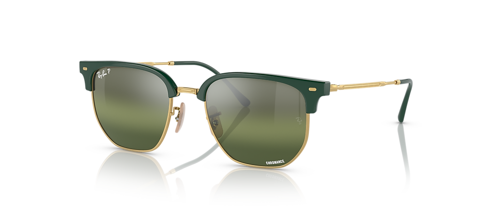 Ray-Ban RB4416F New Clubmaster Green On Gold Sunglasses