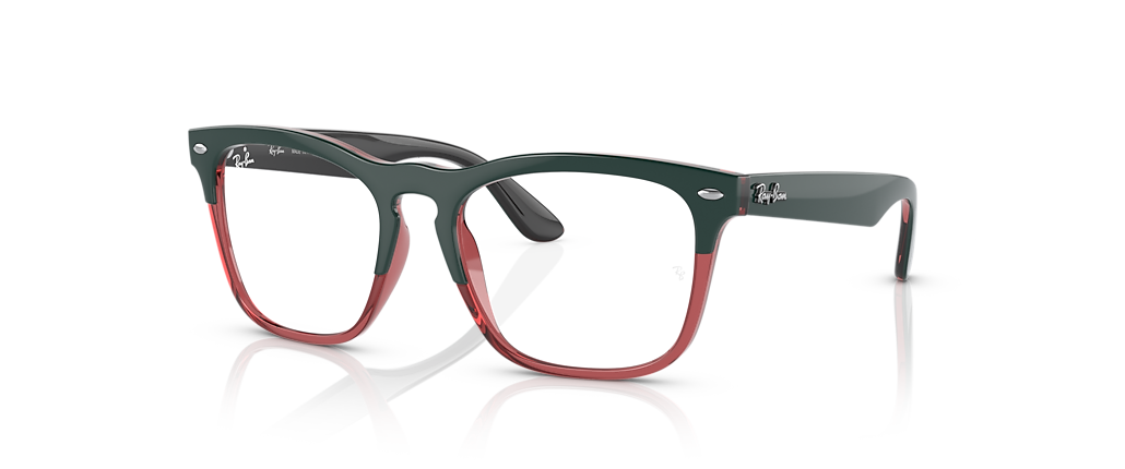 Ray-Ban RB4487VF Steve Optics Dark Green On Transparent Light Red Frames Ray-Ban RB4487VF Steve Optics Dark Green On Transparent Light Red Frames