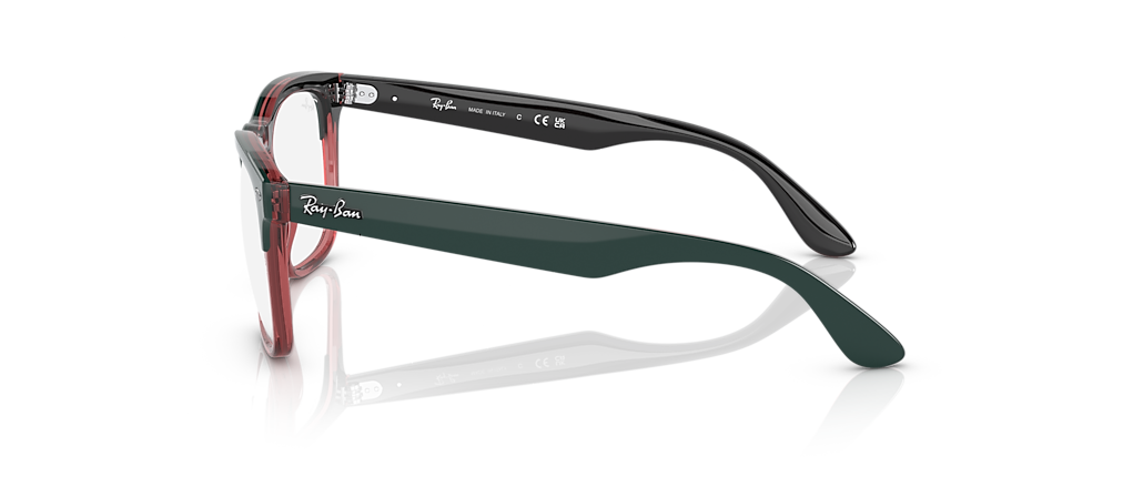 Ray-Ban RB4487VF Steve Optics Dark Green On Transparent Light Red Frames Ray-Ban RB4487VF Steve Optics Dark Green On Transparent Light Red Frames