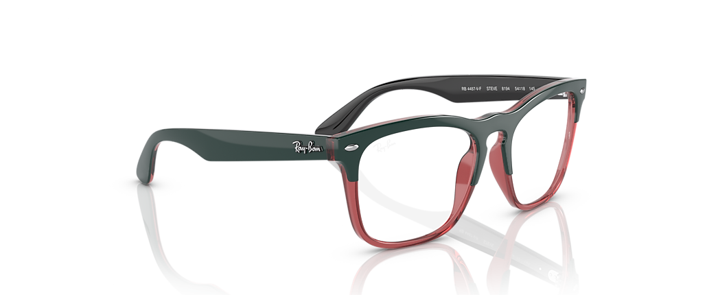 Ray-Ban RB4487VF Steve Optics Dark Green On Transparent Light Red Frames Ray-Ban RB4487VF Steve Optics Dark Green On Transparent Light Red Frames