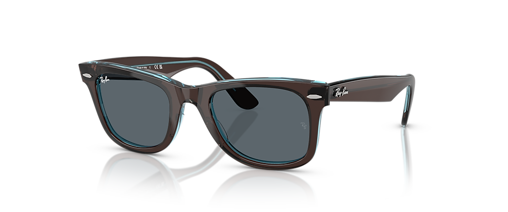 Ray-Ban RB2140 Original Wayfarer Classic Brown On Transparent Blue Sunglasses Ray-Ban RB2140 Original Wayfarer Classic Brown On Transparent Blue Sunglasses