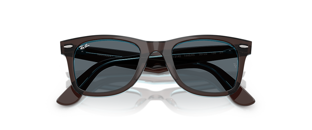 Ray-Ban RB2140 Original Wayfarer Classic Brown On Transparent Blue Sunglasses Ray-Ban RB2140 Original Wayfarer Classic Brown On Transparent Blue Sunglasses