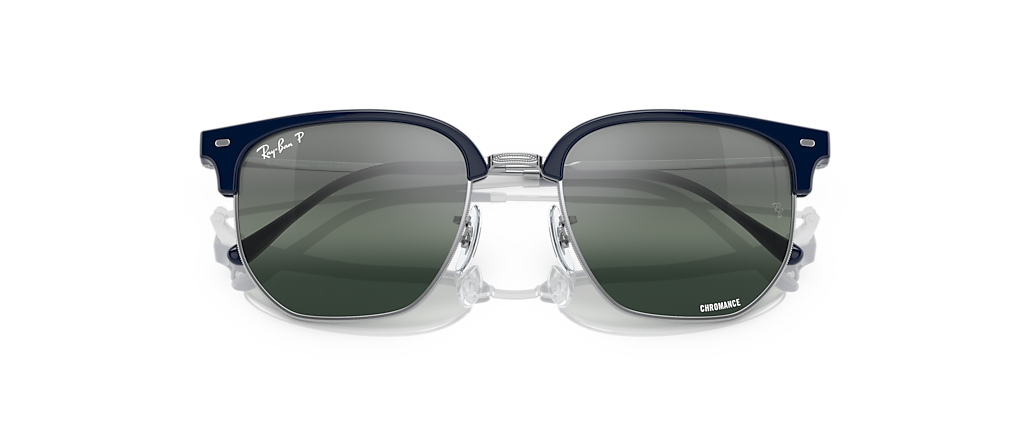 Ray-Ban RB4416 New Clubmaster Blue On Silver Sunglasses Ray-Ban RB4416 New Clubmaster Blue On Silver Sunglasses