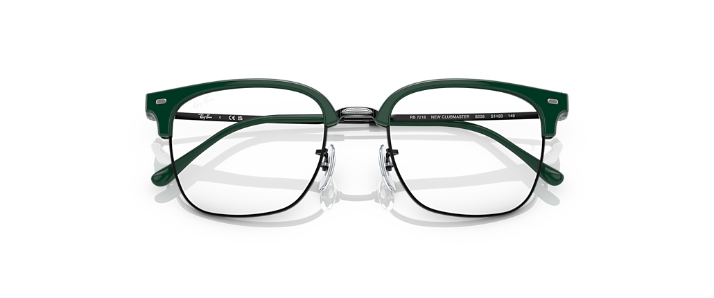 Ray-Ban RB7216 New Clubmaster Optics Green On Black Frames Ray-Ban RB7216 New Clubmaster Optics Green On Black Frames