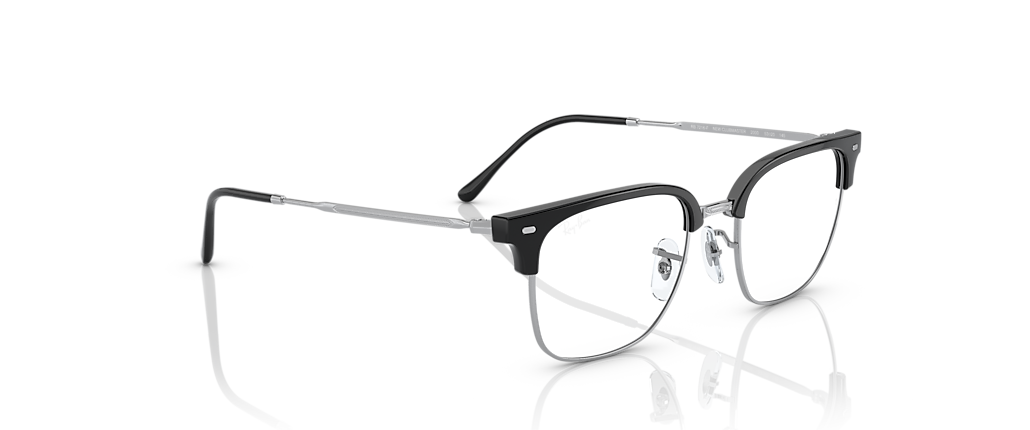 Ray-Ban RB7216F New Clubmaster Optics Black On Silver Frames Ray-Ban RB7216F New Clubmaster Optics Black On Silver Frames