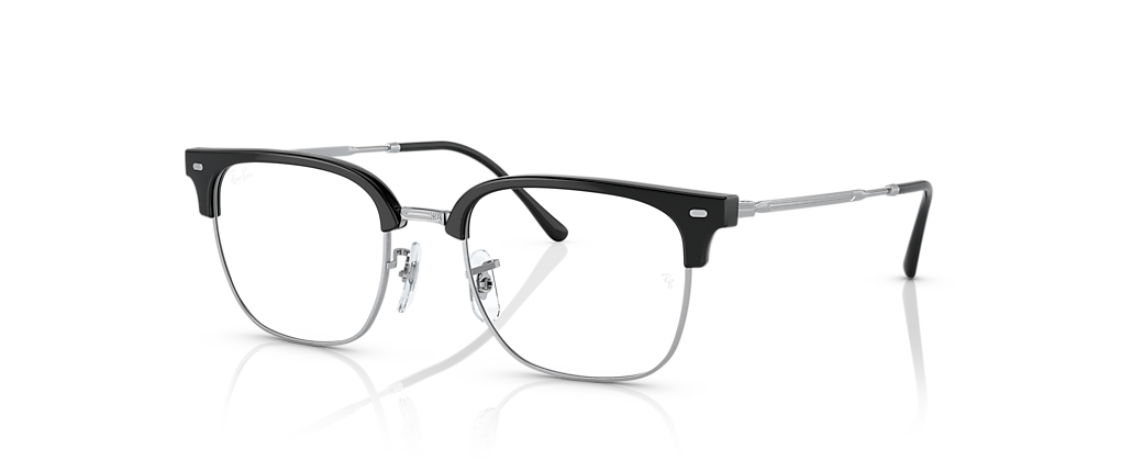 Ray-Ban RB7216F New Clubmaster Optics Black On Silver Frames Ray-Ban RB7216F New Clubmaster Optics Black On Silver Frames