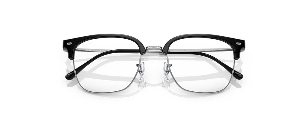 Ray-Ban RB7216F New Clubmaster Optics Black On Silver Frames Ray-Ban RB7216F New Clubmaster Optics Black On Silver Frames