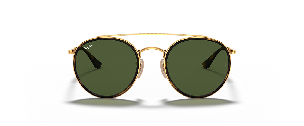 Ray-Ban RB3647N Round Double Bridge Arista Gold Sunglasses Ray-Ban RB3647N Round Double Bridge Arista Gold Sunglasses