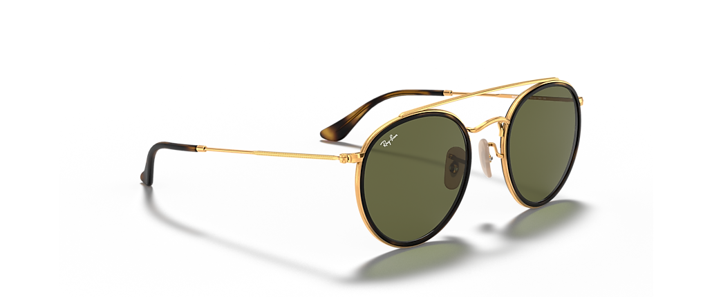 Ray-Ban RB3647N Round Double Bridge Arista Gold Sunglasses Ray-Ban RB3647N Round Double Bridge Arista Gold Sunglasses