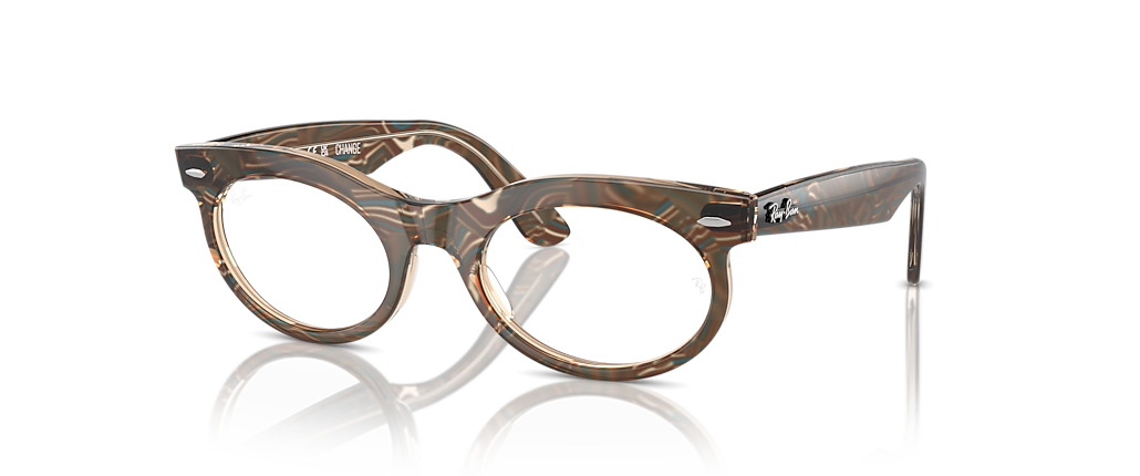 Ray-Ban RB2242V Wayfarer Oval Optics Change Photo Waves Brown Frames