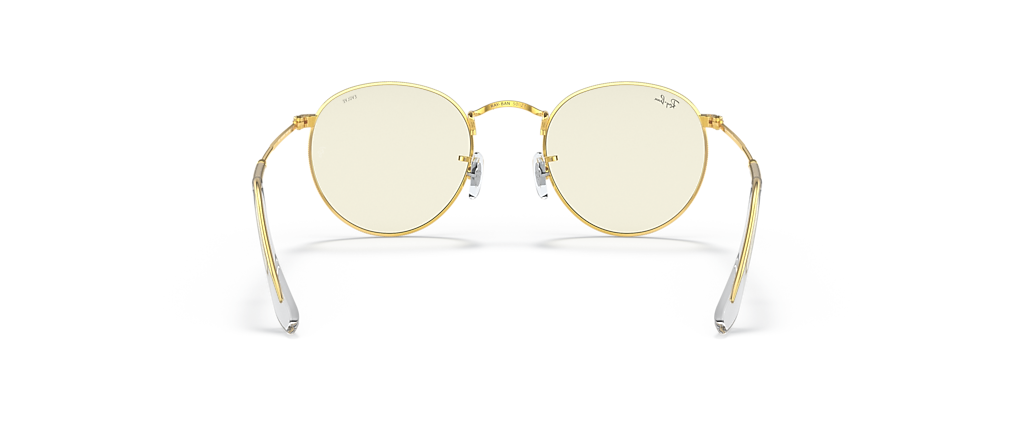 Ray-Ban RB3447 Round Blue-Violet Light Clear Evolve Gold Sunglasses Ray-Ban RB3447 Round Blue-Violet Light Clear Evolve Gold Sunglasses