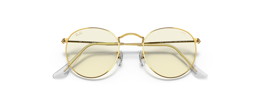 Ray-Ban RB3447 Round Blue-Violet Light Clear Evolve Gold Sunglasses Ray-Ban RB3447 Round Blue-Violet Light Clear Evolve Gold Sunglasses