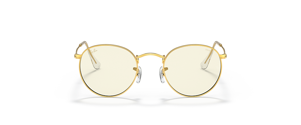 Ray-Ban RB3447 Round Blue-Violet Light Clear Evolve Gold Sunglasses Ray-Ban RB3447 Round Blue-Violet Light Clear Evolve Gold Sunglasses