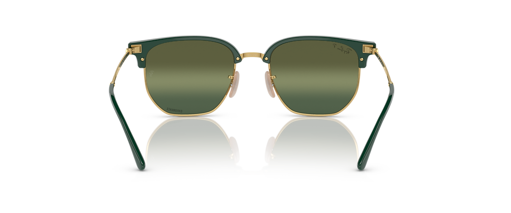 Ray-Ban RB4416F New Clubmaster Polarized+ Lenses Green On Gold Sunglasses