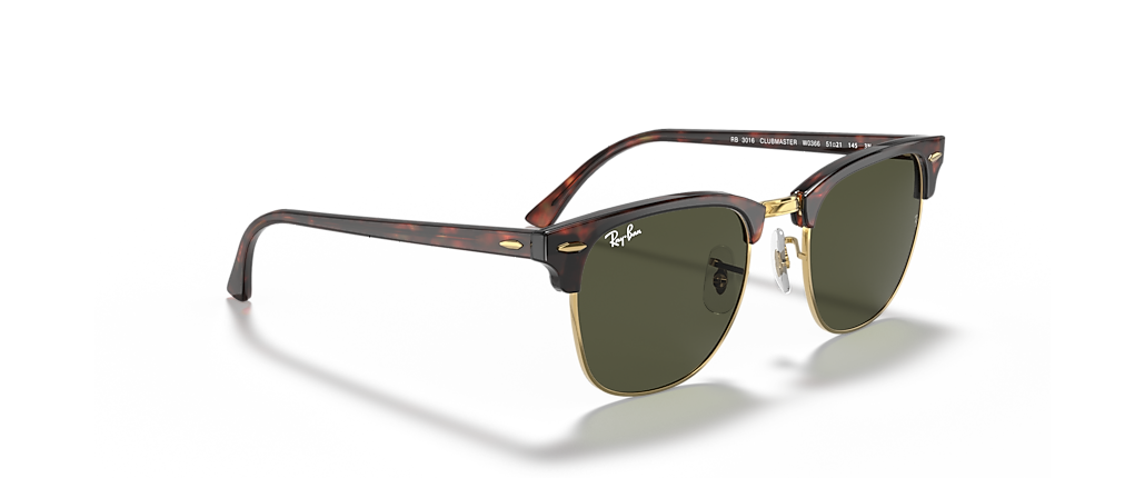 Ray-Ban RB3016 Clubmaster Classic Tortoise On Gold Sunglasses