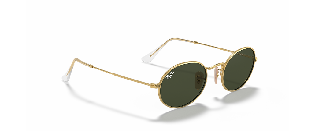 RayBan OVAL METALArista Gold G-15 Green Solid OVAL FLAT LENSES Sunglasses in Arista Gold and G-15 Green  main image 4
