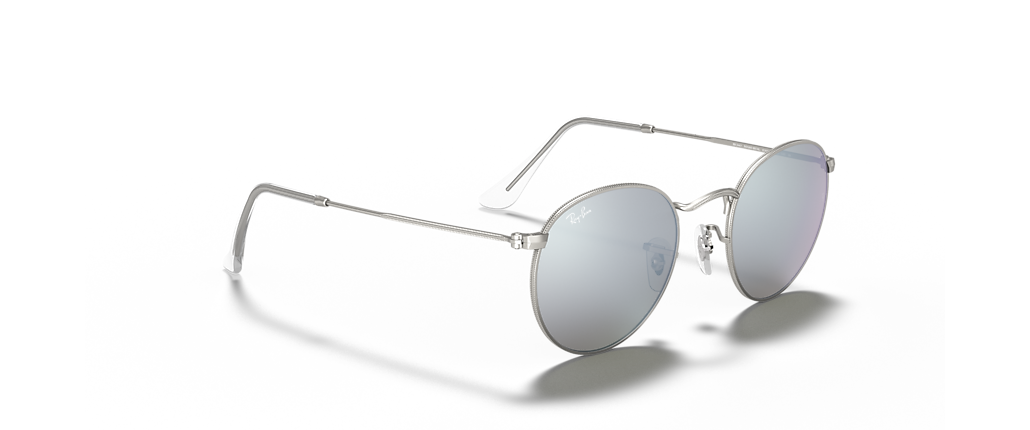 Ray-Ban RB3447 Round Flash Lenses Silver Sunglasses