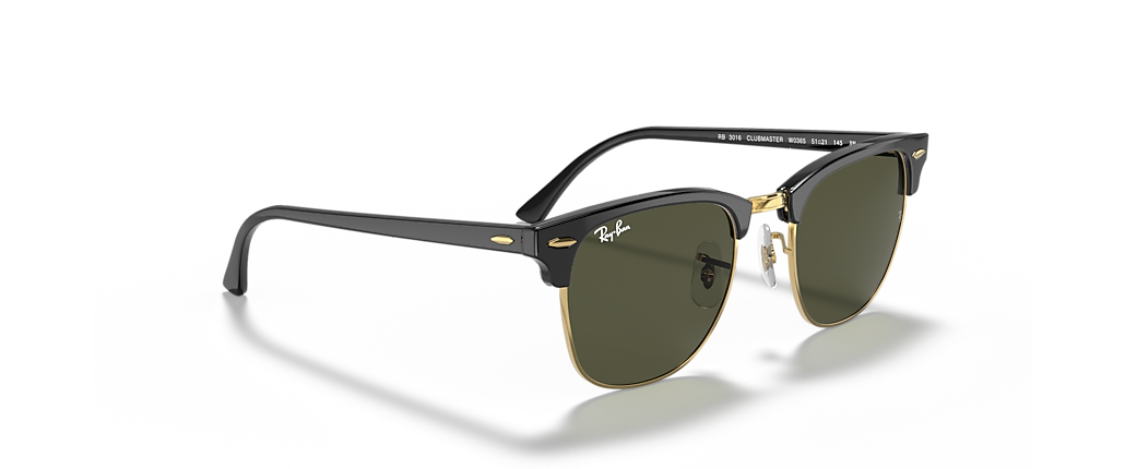 Ray-Ban RB3016 Clubmaster Classic Black On Gold Sunglasses