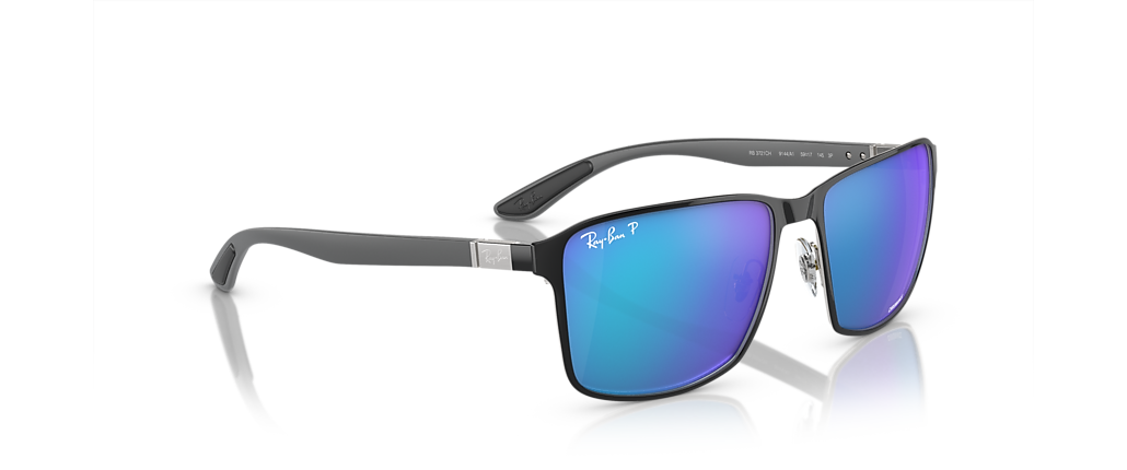 Ray-Ban RB3721CH RB3721 Polarized+ Lenses Black On Silver Sunglasses