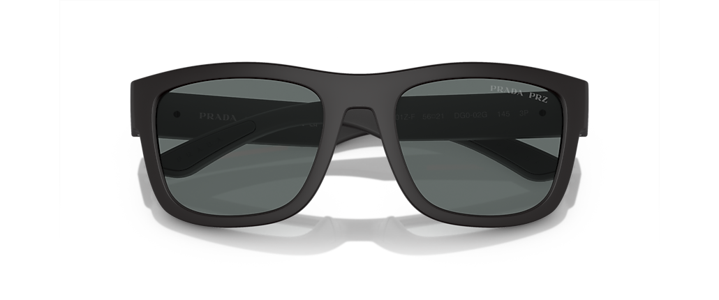 Prada Linea Rossa PS 01ZSF Black Rubber Sunglasses