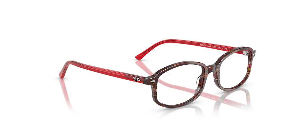 Ray-Ban RB5432 Sam Optics Transparent Shade Fantasy Red Frames
