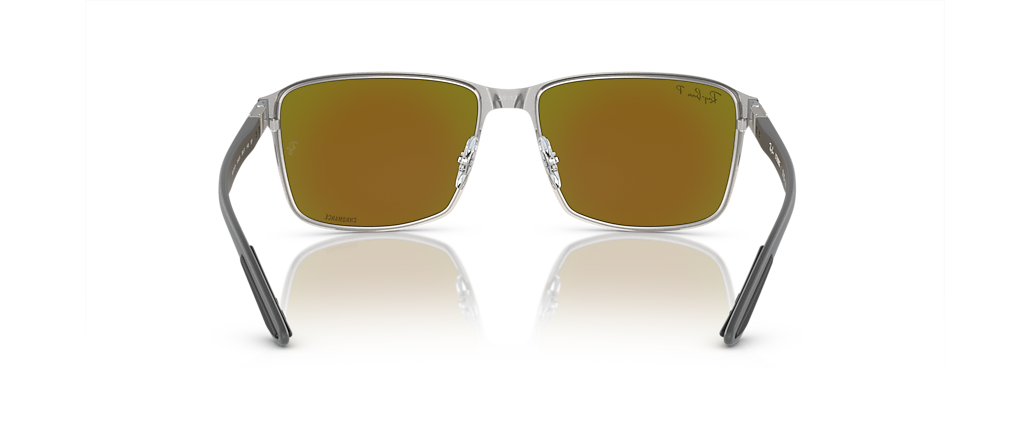 Ray-Ban RB3721CH RB3721 Polarized+ Lenses Black On Silver Sunglasses