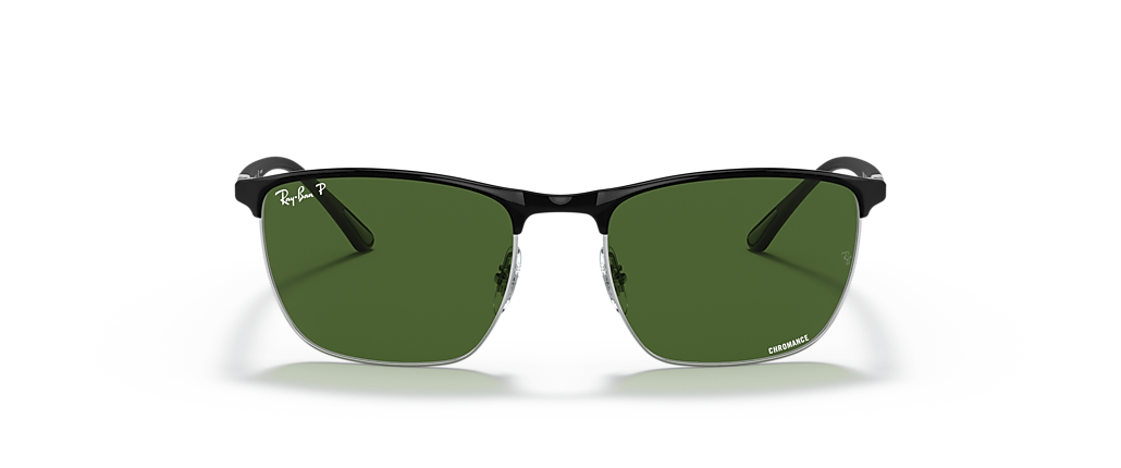Ray-Ban RB3686 Polarized+ Lenses Black On Silver Sunglasses