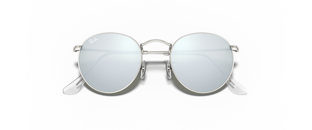 Ray-Ban RB3447 Round Flash Lenses Silver Sunglasses