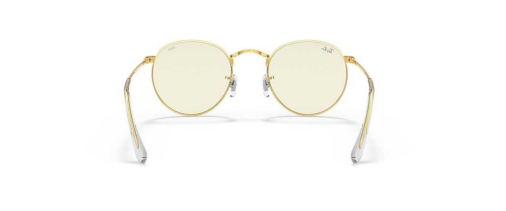 Ray-Ban RB3447 Round Blue-Violet Light Clear Evolve Gold Sunglasses