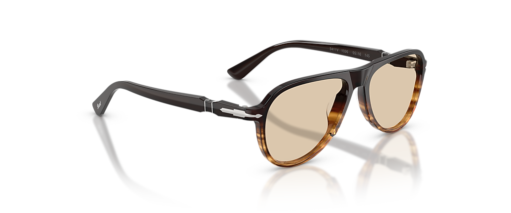Persol PO3411V Brown Striped Amber Frames