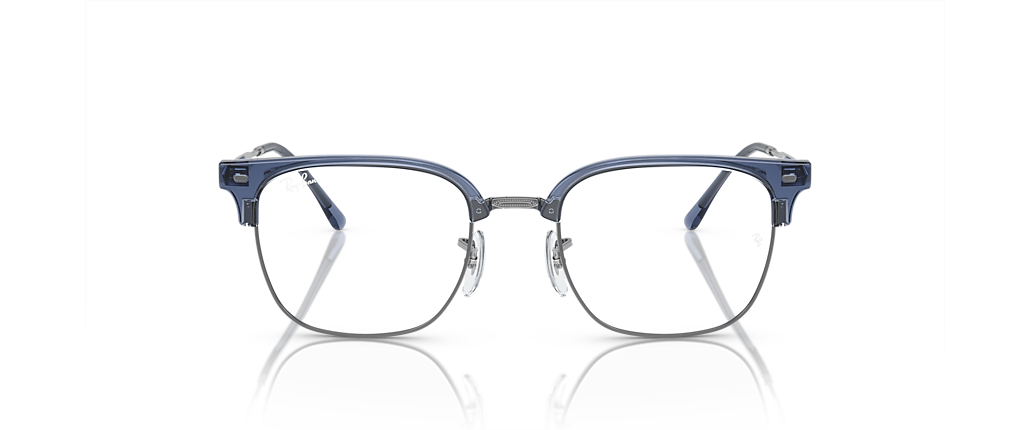 Ray-Ban RB7216 New Clubmaster Optics Transparent Blue On Gunmetal Frames