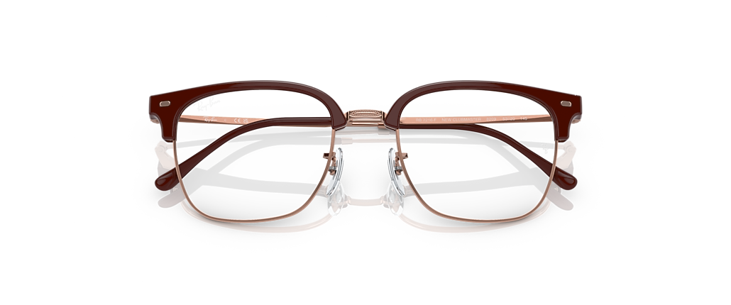 Ray-Ban RB7216F New Clubmaster Optics Bordeaux On Rose Gold Frames