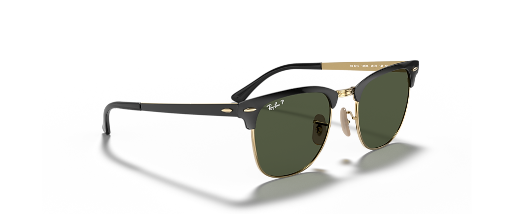 Ray-Ban RB3716 Clubmaster Metal Black On Gold Sunglasses