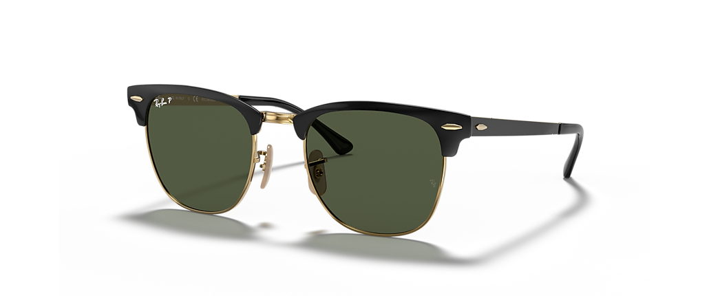 Ray-Ban RB3716 Clubmaster Metal Black On Gold Sunglasses