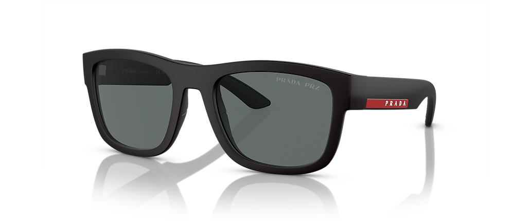 Prada Linea Rossa PS 01ZSF Black Rubber Sunglasses