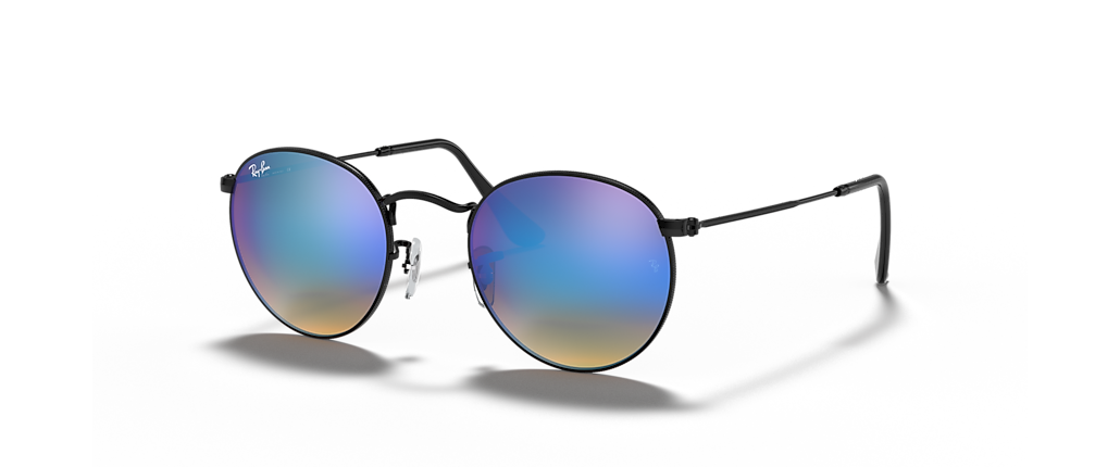 Ray-Ban RB3447 Round Flash Lenses Gradient Black Sunglasses