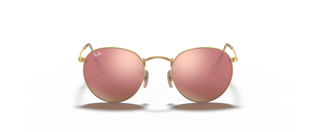 Ray-Ban RB3447 Round Flash Lenses Gold Sunglasses