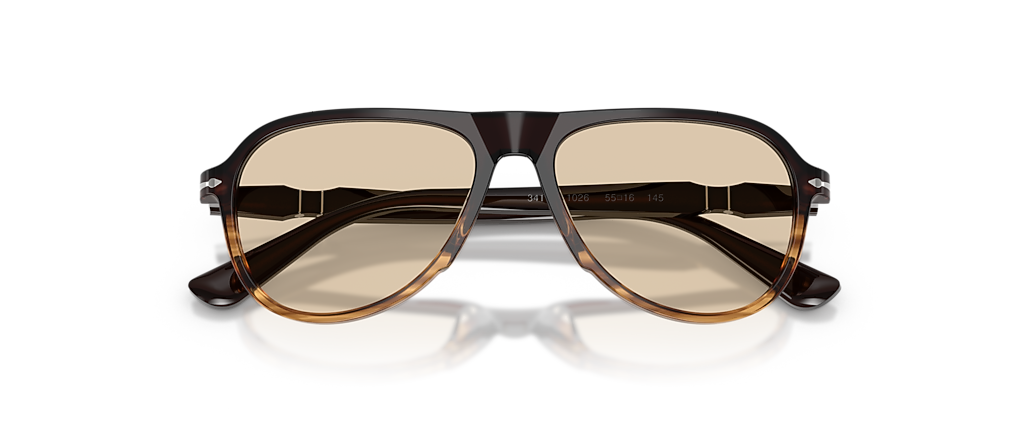 Persol PO3411V Brown Striped Amber Frames